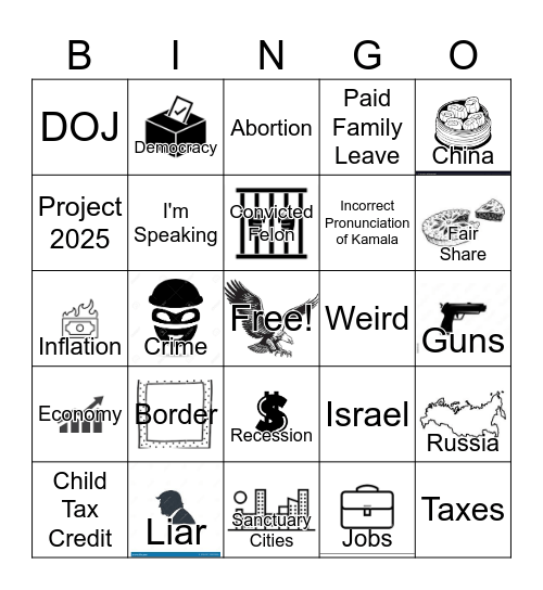 2nd Presidential Debate Bingo Card