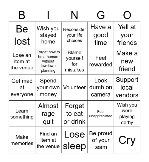 Lowdown Throwdown Bingo Card