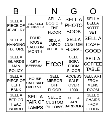 AUGUST SALES BINGO Card