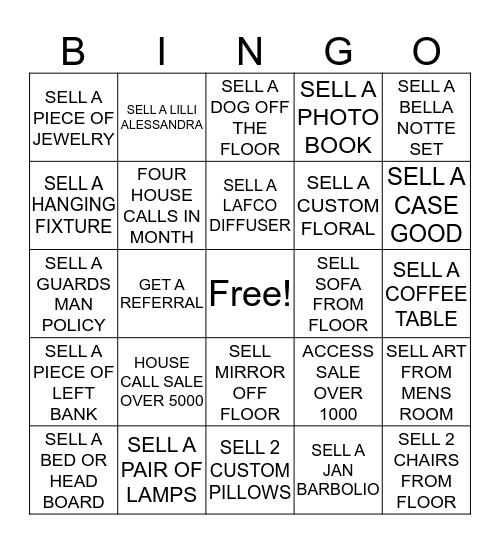 AUGUST SALES BINGO Card