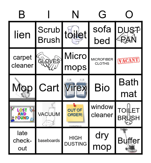 HOUSEKEEPING Bingo Card