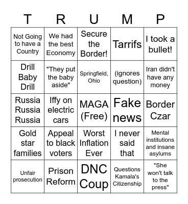 Election Night T Bingo Card
