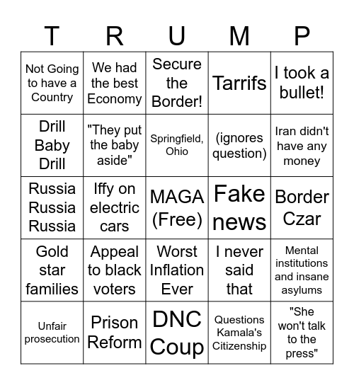 Election Night T Bingo Card