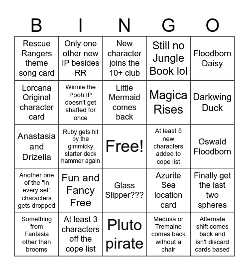 Lorcana Set 6 Bingo Card