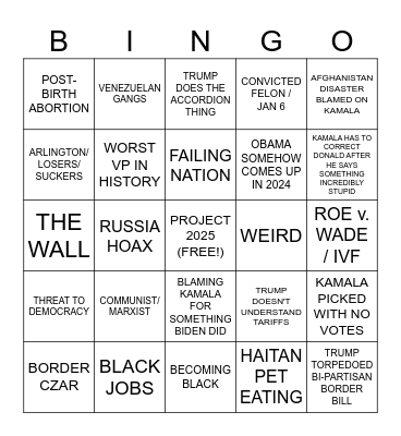 MAYBE NOT RIP AMERICA? 2024 Bingo Card