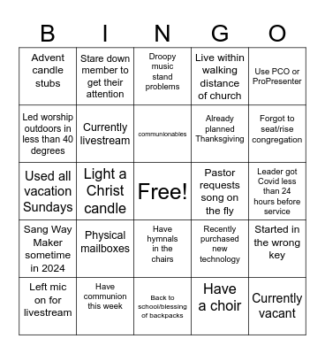 CRC Worship 4 Bingo Card