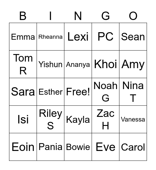 GHS 2024 Bingo Card
