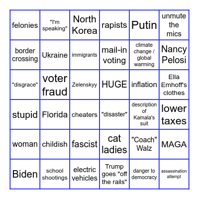 DEBATE BINGO Card