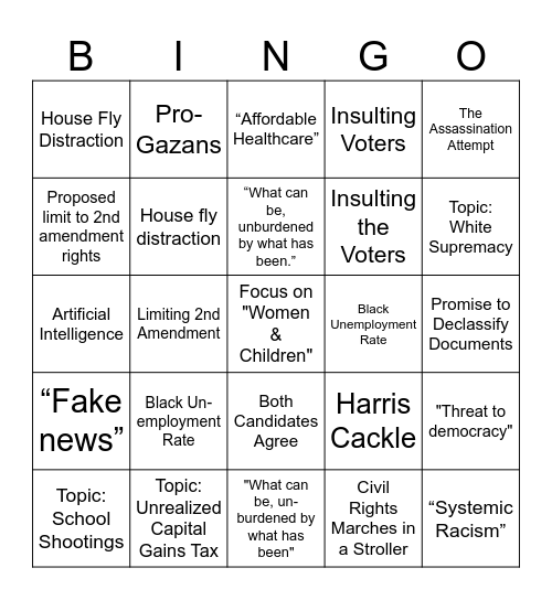 Debate Bingo Card