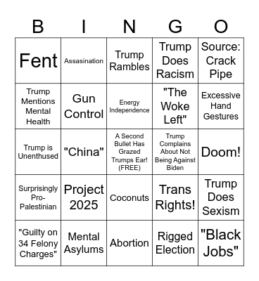 Harris v Trump Bingo Card