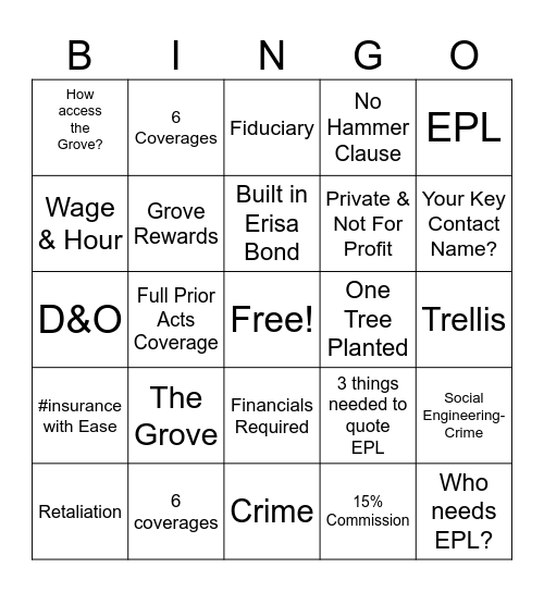 BMP BINGO! Bingo Card