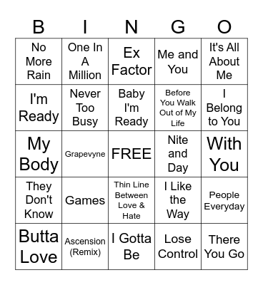 R&B Bingo Card