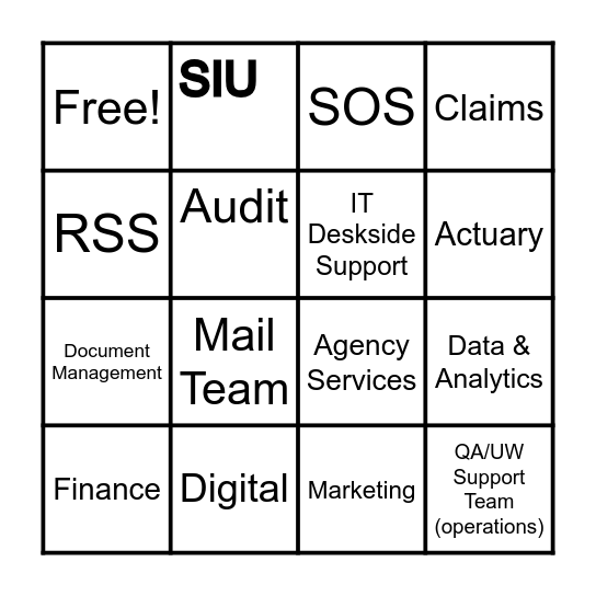 Markel Bingo Card