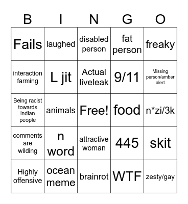 IG reels bingo Card