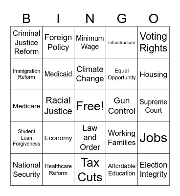 Debate Bingo Card