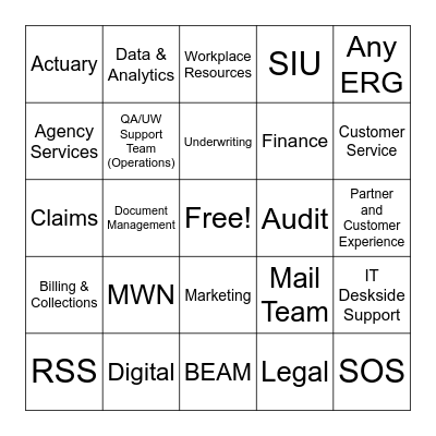 Markel Bingo Card