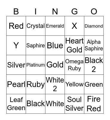 Played Pokemon Games Bingo Card