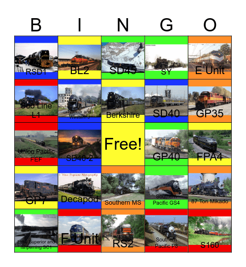 Railway Lines around the U.S.A that I would like to work after I'm done with my 3 jobs Bingo Card