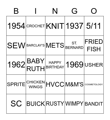 BIRTHDAY BINGO Card