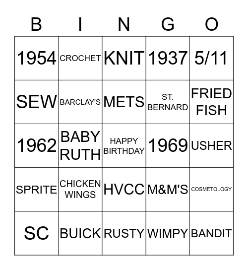 BIRTHDAY BINGO Card