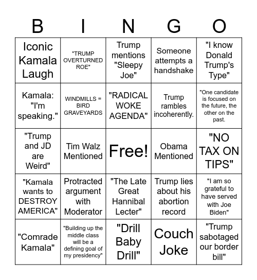 KAMALA x DEMS BINGO <3333 Bingo Card