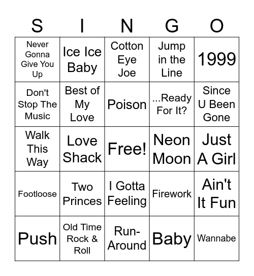 Bingo Singo - Round 1 Bingo Card