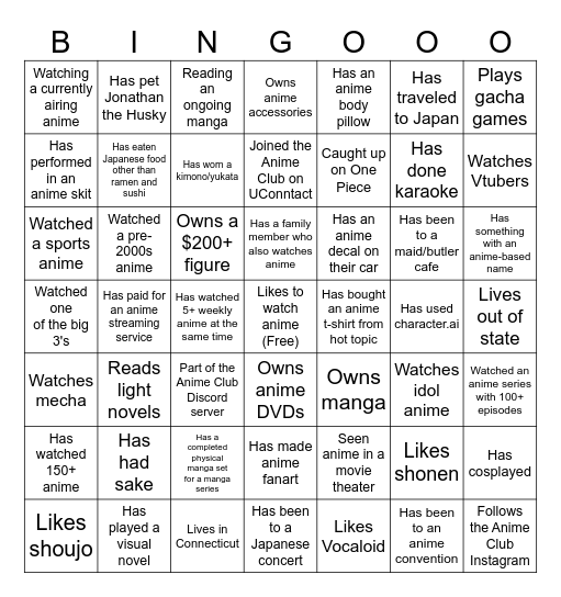 Untitled Bingo Card