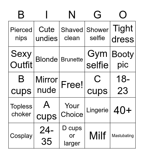 Nudes Bingo Card