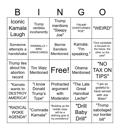 Kamala x Dems Bingo <3 Bingo Card