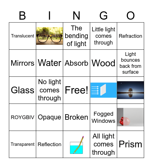 Light Energy Bingo Card