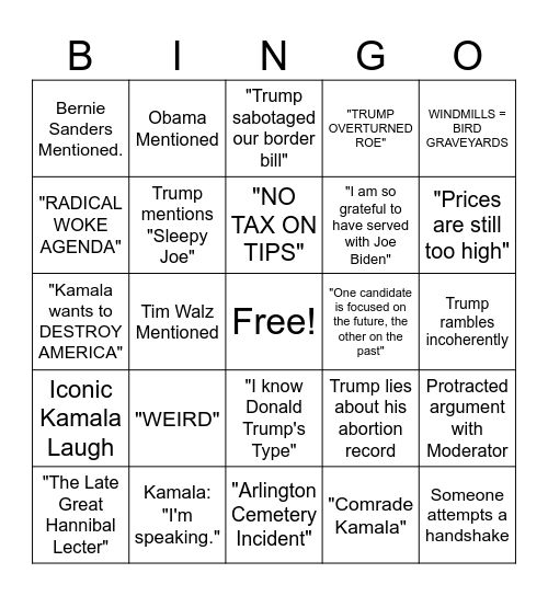 Kamala x Dems Bingo <3 Bingo Card