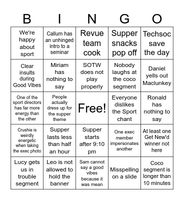Supper Bingo T3 Bingo Card