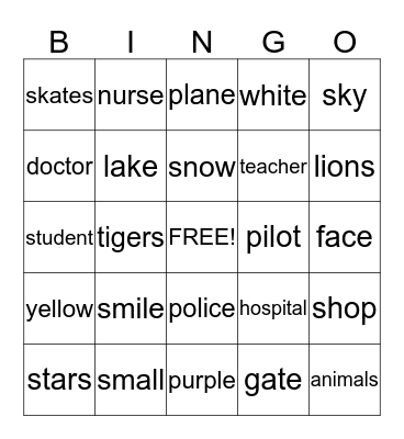 Family and Friends / Phonics 2 Bingo Card