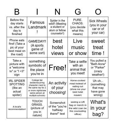 Travel Card! Bingo Card