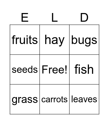 What Animals Eat? Bingo Card