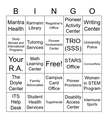 Resource Bingo! Bingo Card