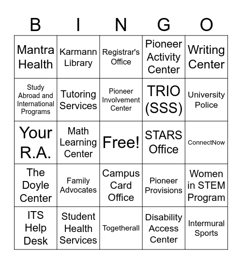 Resource Bingo! Bingo Card