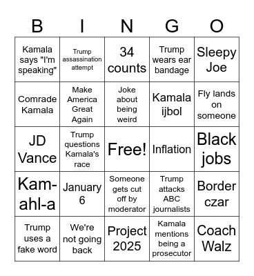 Deb(r)ate Bingo Card