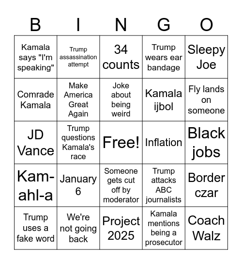 Deb(r)ate Bingo Card