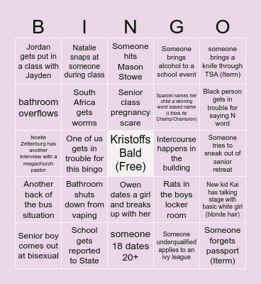 2024-2025 Bingo Card