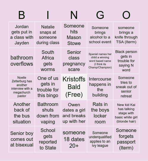 2024-2025 Bingo Card