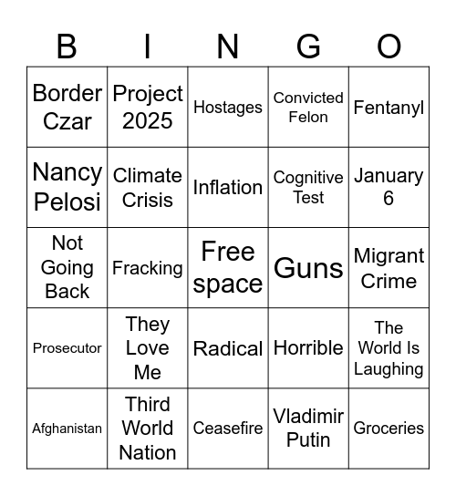 Debate Bingo Card