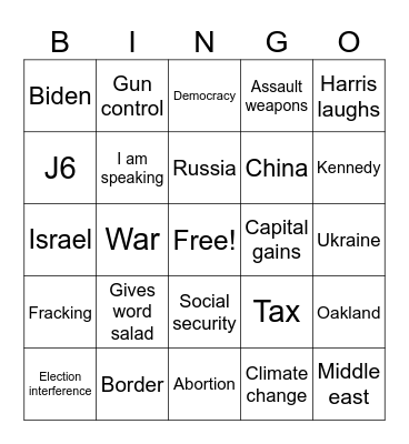 Kamala Harris Bingo Card