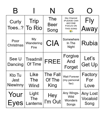 Lostwave Bingo Card