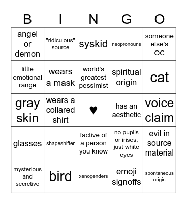 Plural Bingo Card