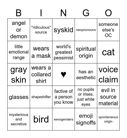 Plural Bingo Card