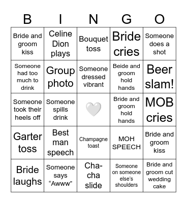 Wedding Bingo Card