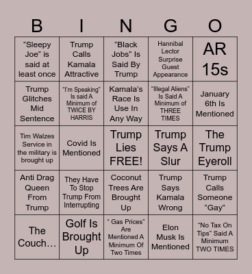 Presidential Debingo Card