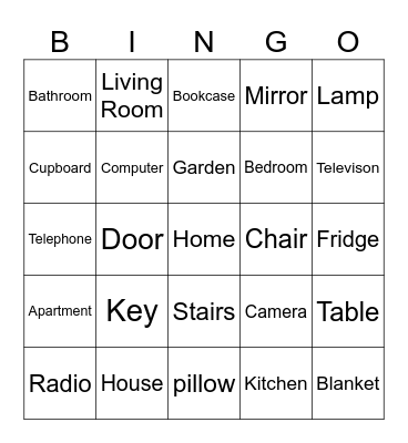 Things in the house BINGO Card