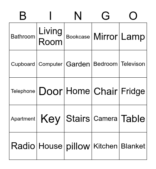 Things in the house BINGO Card